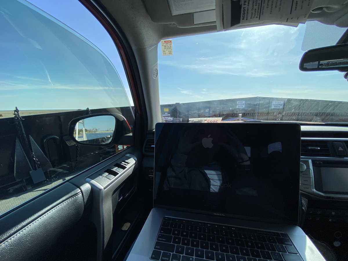 sfunkrysarah's tweet photo. One of my favorite “work from anywhere” spots. #fromwhereiwork #pamlicosoundferry https://t.co/KgniaYn3mI