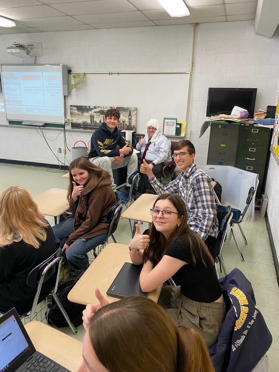 MrDMcCartney's tweet photo. Hard work and research pays off! The Honors World History classes are doing a mock trial to determine if Germany is guilty for the outbreak or escalation of WW1! Cannot wait for day 2 of the trial! @RichHayzler @pthsnation @panthertownNJ #peqpantherpride @MichaelPortas https://t.co/h3lwZRlvw1