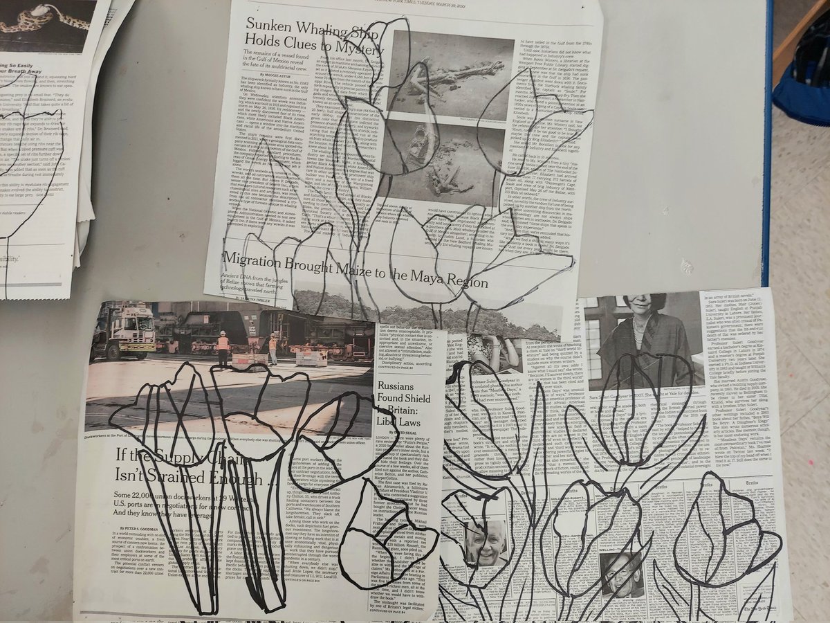 2nd grade <a href="/CentralSchool33/">Central Elementary School</a> Ss began their multimedia tulips on newspaper! Observations I didn't plan: 1) Ss reactions to newspaper.
2) Step by step tulip 🌷 diagram for class/small groups. To be cont'd...grab real tulips &amp; more newspaper 💸🌷 pic.x.com/kCIiHv3RLJ