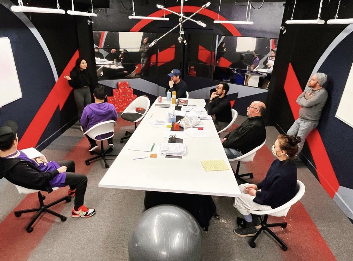 We are just ONE WEEK away from opening Annie Baker’s “The Antipodes!” Here is the cast in rehearsal on the stunning set designed by <a href="/Nblaisdesign/">Nick Blais</a>. We can’t wait to have audiences back. Previews begin this Sunday night. Tickets: coalminetheatre.com