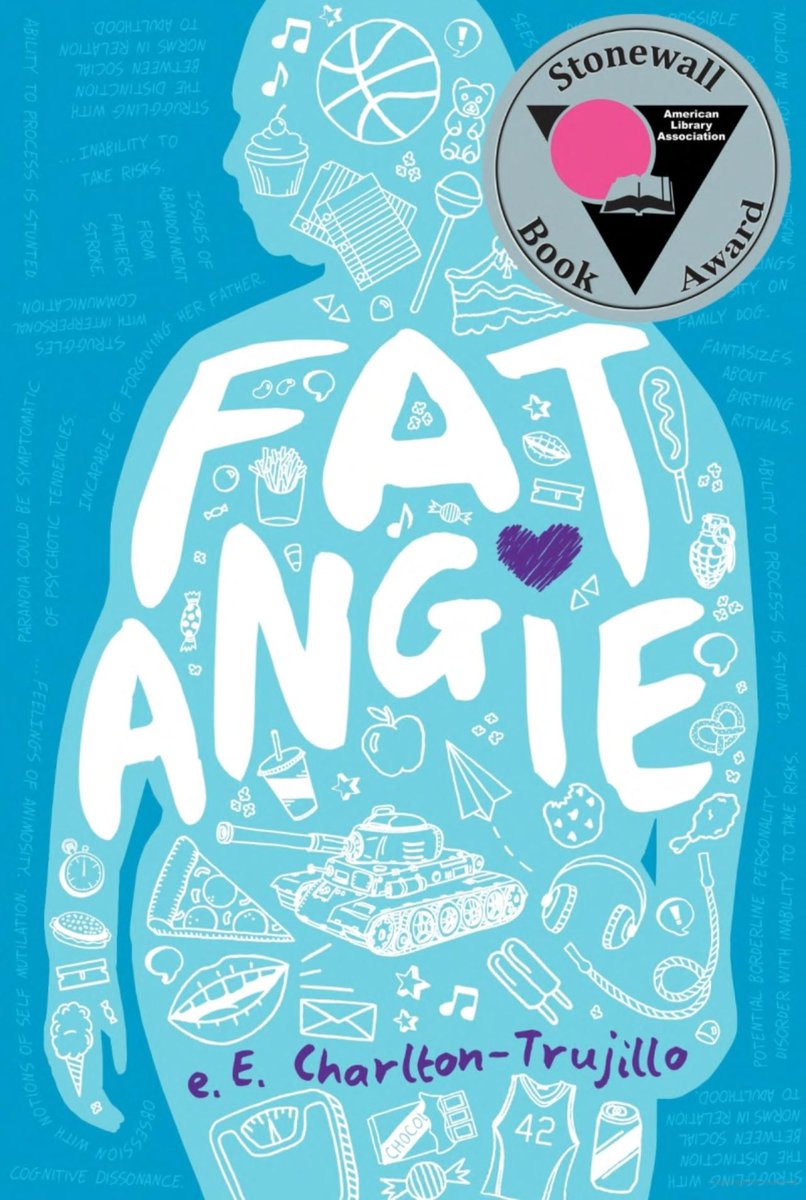 DancingQuill's tweet photo. So hard to decide which book to read for LGBTQ+ week in #LIS7423, almost all of them are already on my to be read (or already read) list! Maybe Fat Angie will be one I can add to soon-to-be Fat Chicks Rule! TikTok compilation. https://t.co/6ZJvj9fgp4