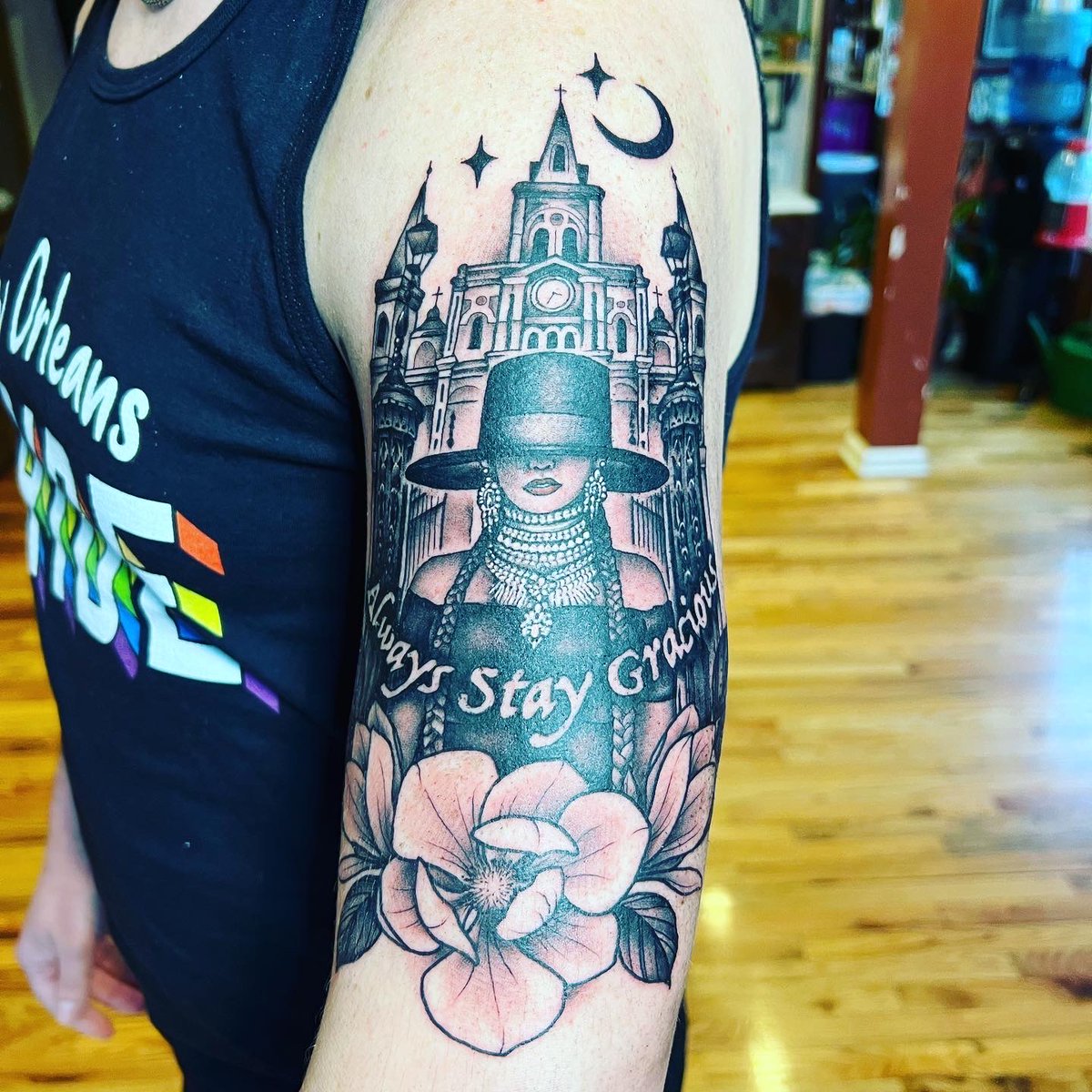 Really feeling myself today with my new <a href="/Beyonce/">BEYONCÉ</a> tattoo, in my favorite city of New Orleans, featuring St. Louis Cathedral &amp; magnolia. Enjoy! I hope she sees it! #slay #queenbee #neworleans #alwaysstaygracious #yesididthat #ice #myerie #iykyk #formation #lanterns #fedora #braids