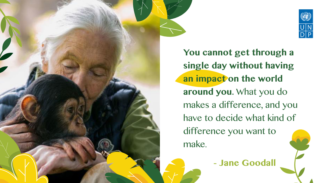 Everything we do has an impact on the world around us.

We thank all activists, leaders, innovators, #ClimateChange champions and conservationists like Jane Goodall who are taking #ClimateAction and encouraging others to make a difference for people and 🌍 

#WomensHistoryMonth