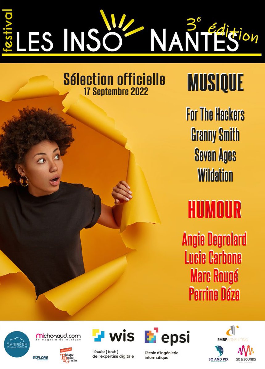 InsoNantes's tweet photo. La sélection officielle 2022 vient de sortir ! @ForTheHackers @wildationmusic @Lucie_Carbone @LaCarriere_44 @TPGNantes @TheatreduSphinx @EPSI_Ecoles @EPSI_Nantes @WisEcoles https://t.co/O297Cx8Gyr
