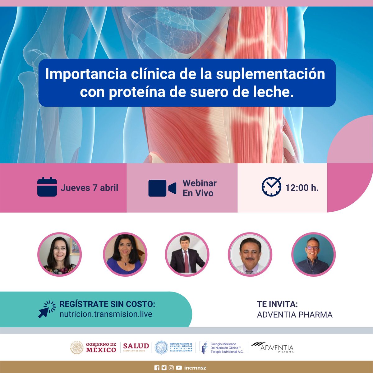 incmnszmx's tweet photo. 7 abril, 12:00 h. Ponencia:
Un espacio para comprender la "Importancia clínica de la suplementación con proteína de suero de leche".
Regístrate gratis
https://t.co/e1aRLmaMO0
#Webinar #Suplementación #Proteína #SueroDeLeche
#NutriciónClínica #Nutrición #MóduloDeProteína https://t.co/BBqfx6wu8w