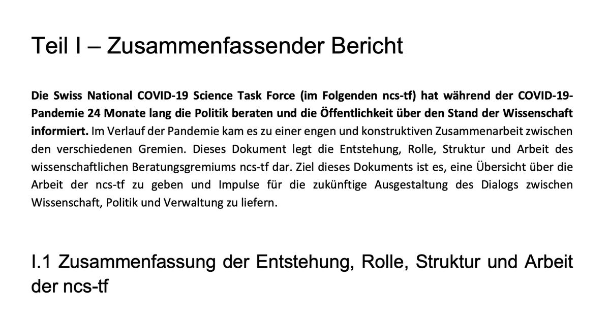 Scientific Advisory Panel COVID-19 (@sciap_covid19) on Twitter photo Abschlussbericht der Swiss National COVID-19 Science Task Force (ncs-tf)
➡️sciencetaskforce.ch/wp-content/upl… Abschlussbericht der Swiss National COVID-19 Science Task Force (ncs-tf)
➡️sciencetaskforce.ch/wp-content/upl…