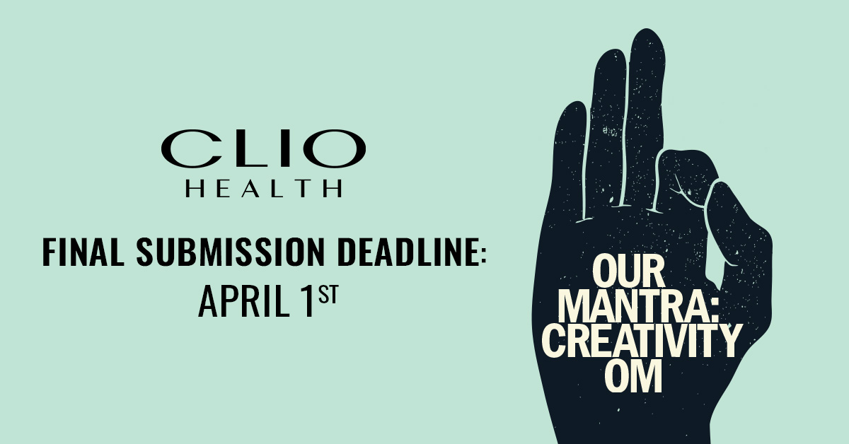 The 2022 #ClioHealth Awards Final Deadline is THIS Friday, April 1st.

Submit your work before time is up at: bit.ly/EnterClioHealt…