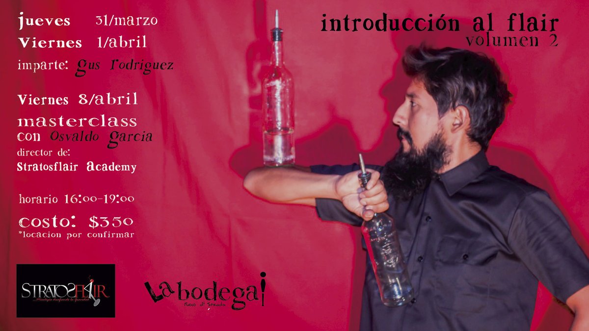 Comenzamos el jueves 31
Últimos lugares
Imparte: Gus Rodríguez <a href="/Parienteeee/">Gus Rodríguez</a> 
.
.
.
.
.
#guadalajara #flairbartender #workingflair