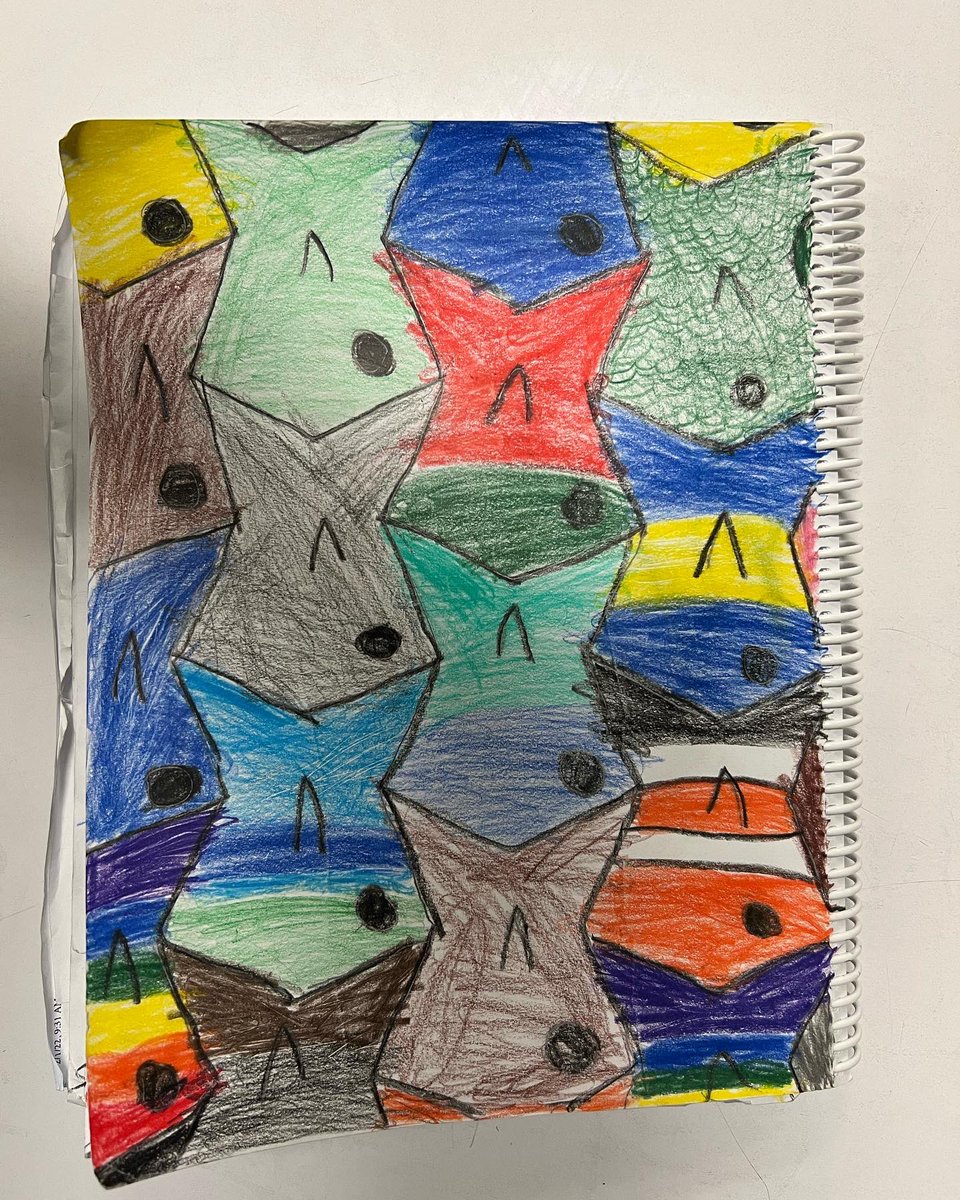 MrsQuilley's tweet photo. #students in #grade2 and #grade3 investigated #mcescher #tessellation #artwork and created their own fish tessellation  Where can you spot tessellation where you live? #math #mathematics #teachersfollowteachers https://t.co/oMYi2Ls5MW