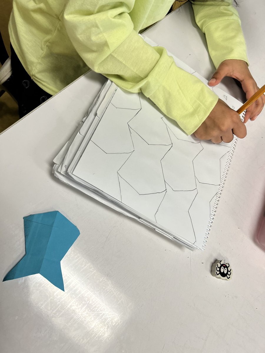 MrsQuilley's tweet photo. #students in #grade2 and #grade3 investigated #mcescher #tessellation #artwork and created their own fish tessellation  Where can you spot tessellation where you live? #math #mathematics #teachersfollowteachers https://t.co/oMYi2Ls5MW