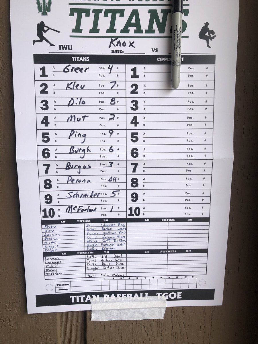 IWU_Baseball's tweet photo. Todays chilly lineup at Knox. 430 start https://t.co/l7YmMPnCW3