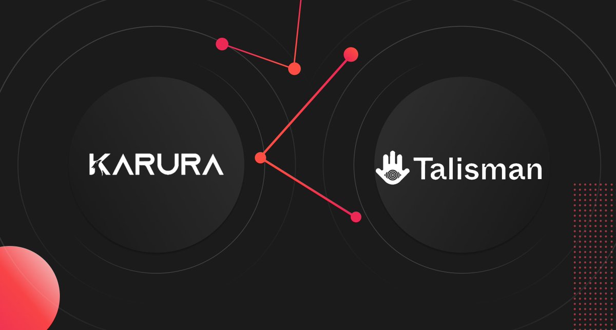 KaruraNetwork's tweet photo. 🔥 The Karura integration with @wearetalisman is live! 

Users can now interact with the Karura Apps and mint aUSD using the Talisman extension, a user-friendly wallet experience for Polkadot and Kusama.

Learn more 👇
https://t.co/42z3DBwisk https://t.co/J7JaTWbyg1