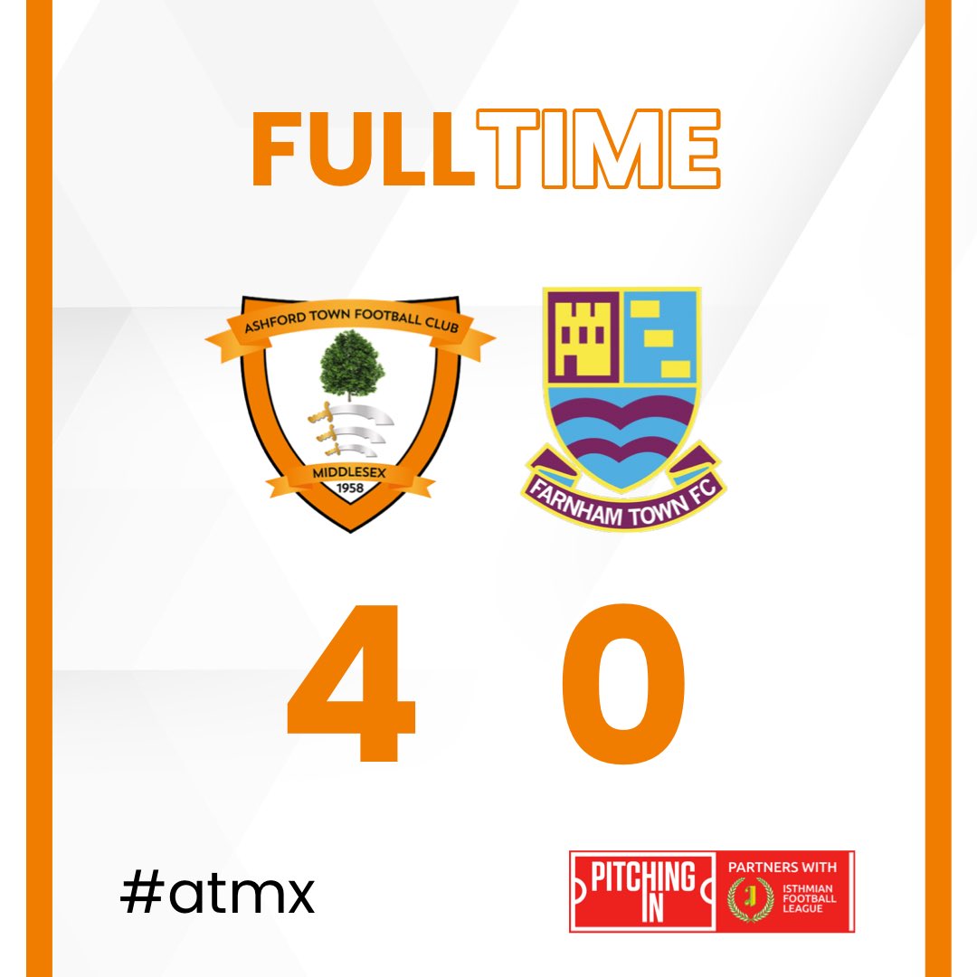 ashfordtownmx's tweet photo. FULL TIME
Great win, and a clean sheet. Through to the semi final now where we will face @KnaphillFC or @Sheerwaterfc 🍊
#ASHFAR #atmx https://t.co/yYppX3kwMX