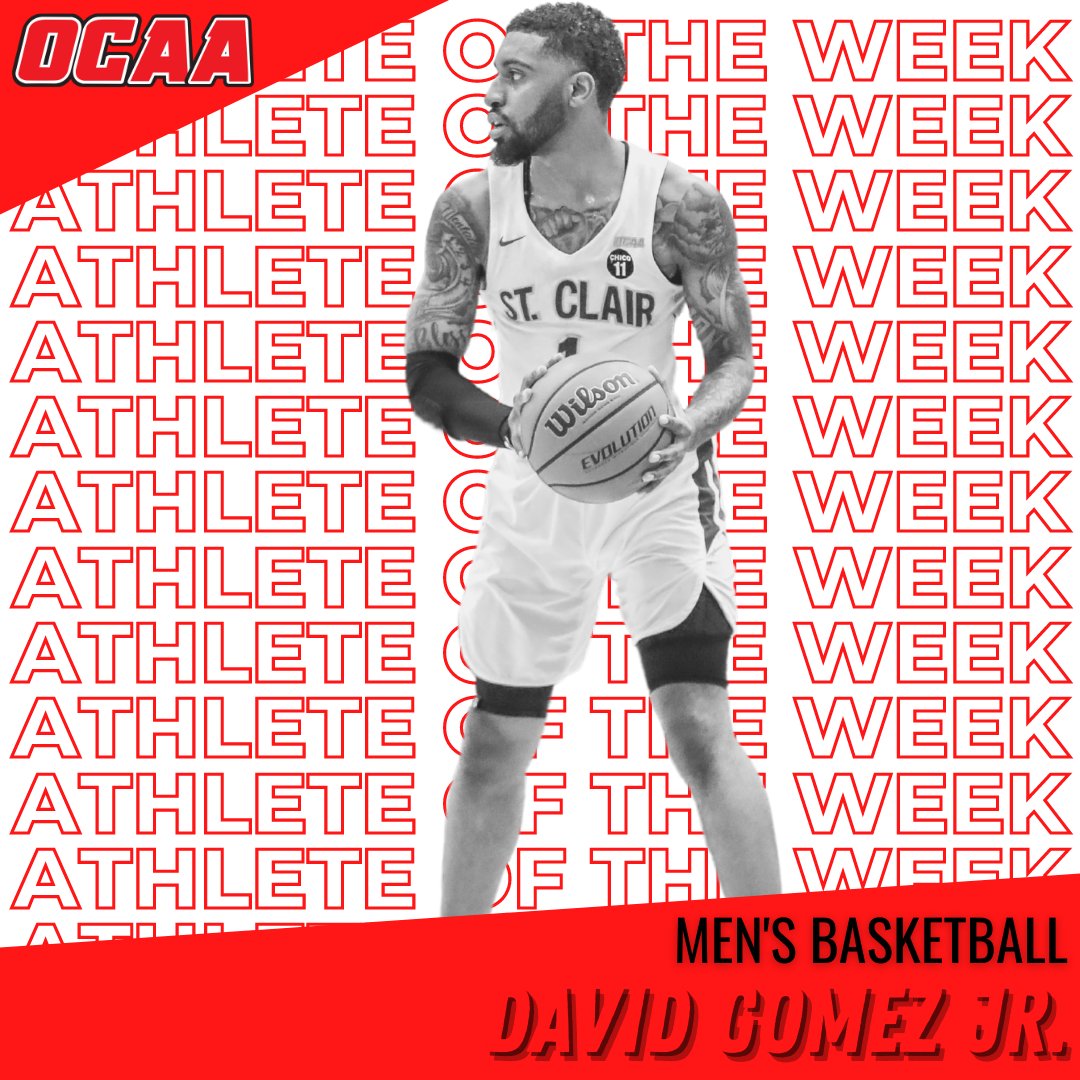 TheOCAA's tweet photo. 📢 #OCAAMBB Athlete of the Week
🙂 David Gomez Jr.
🏀 @stclairsaints1  
🏫 @StClairCollege  
✏️ Sport &amp; Recreation Management
🗓️ 5
🎓 @LkOrionHS
🏠 #PontiacMI
ℹ️ https://t.co/jfXoda7iqo https://t.co/mLecI8DhDP
