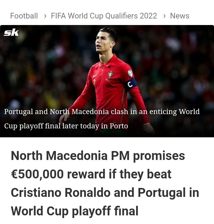 TheBallZoneX's tweet photo. 🎙️ Ronaldo: "I'd suggest him (North Macedonia President) to give that money to some charity." https://t.co/Wm1OqzBQnN