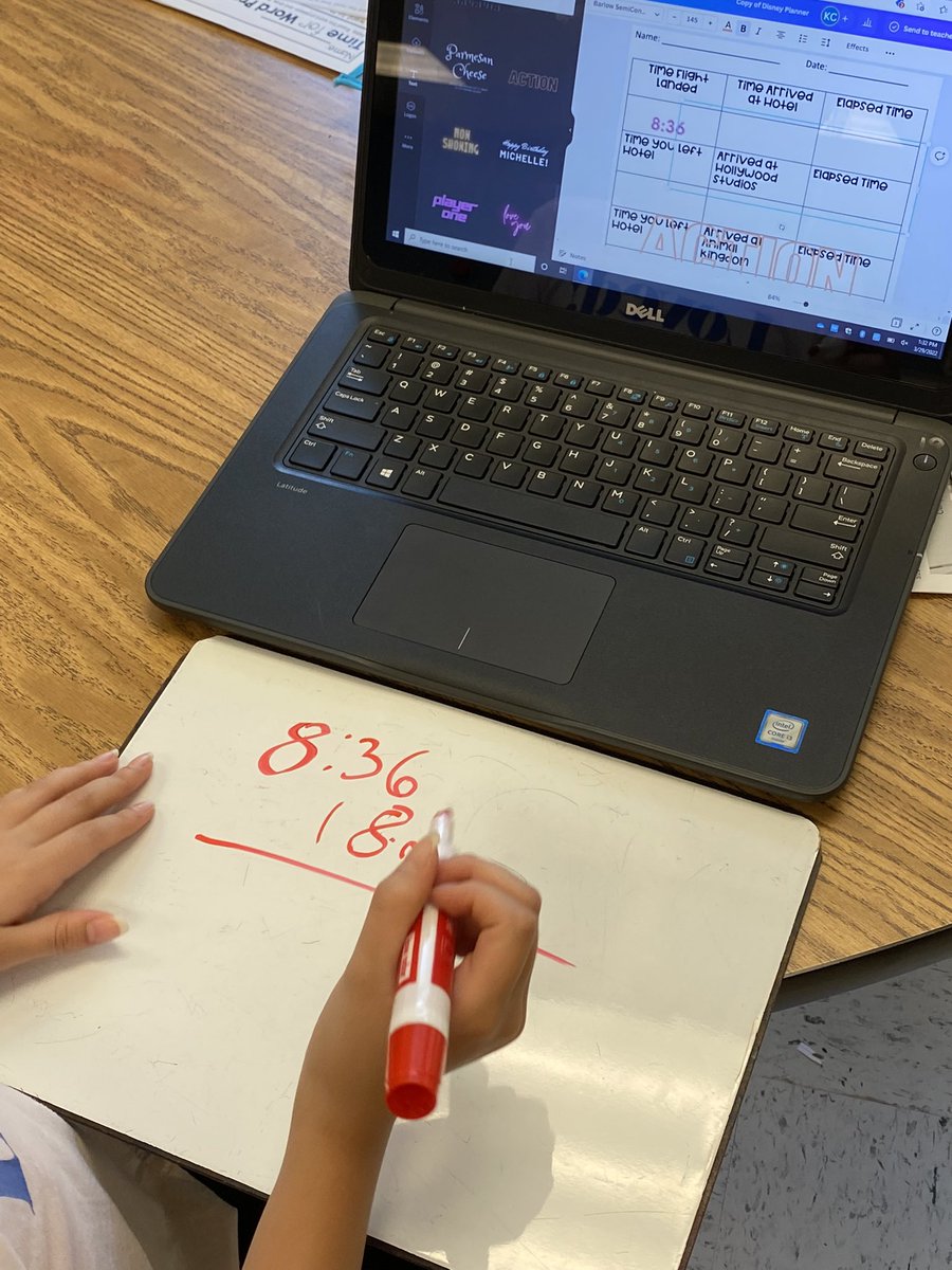 abrunson1311's tweet photo. Let’s go to Disney! We used Canva, Google Maps and of course the Disney website to record the elapsed time to get to Disney and the elapsed time between the hotel and each park. @canva @CobbMathDept @PowersFerryES #iteach3 #iteach3rd #iteachmath #iteachthird https://t.co/5tIN5pXJcL