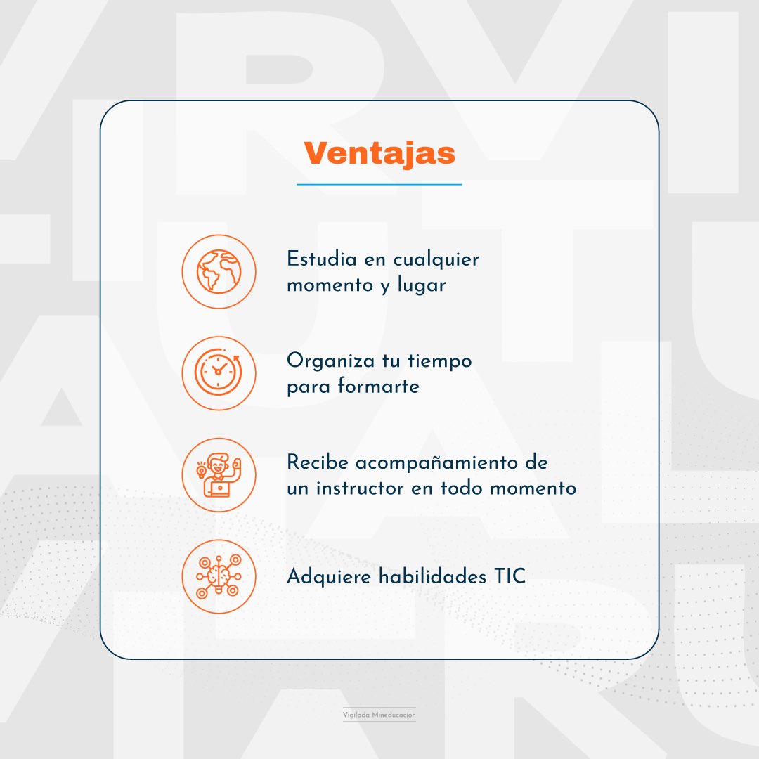 SENACmarca's tweet photo. 🧑🏽💻⭐️ Estudiar de manera virtual tiene importantes beneficios. Si tienes compromisos personales, lleva la formación a tu ritmo. Programas en TIC, finanzas, moda, publicidad, agro, comercio y más. #EstudiaEnElSENA! https://t.co/NVNOb116L8