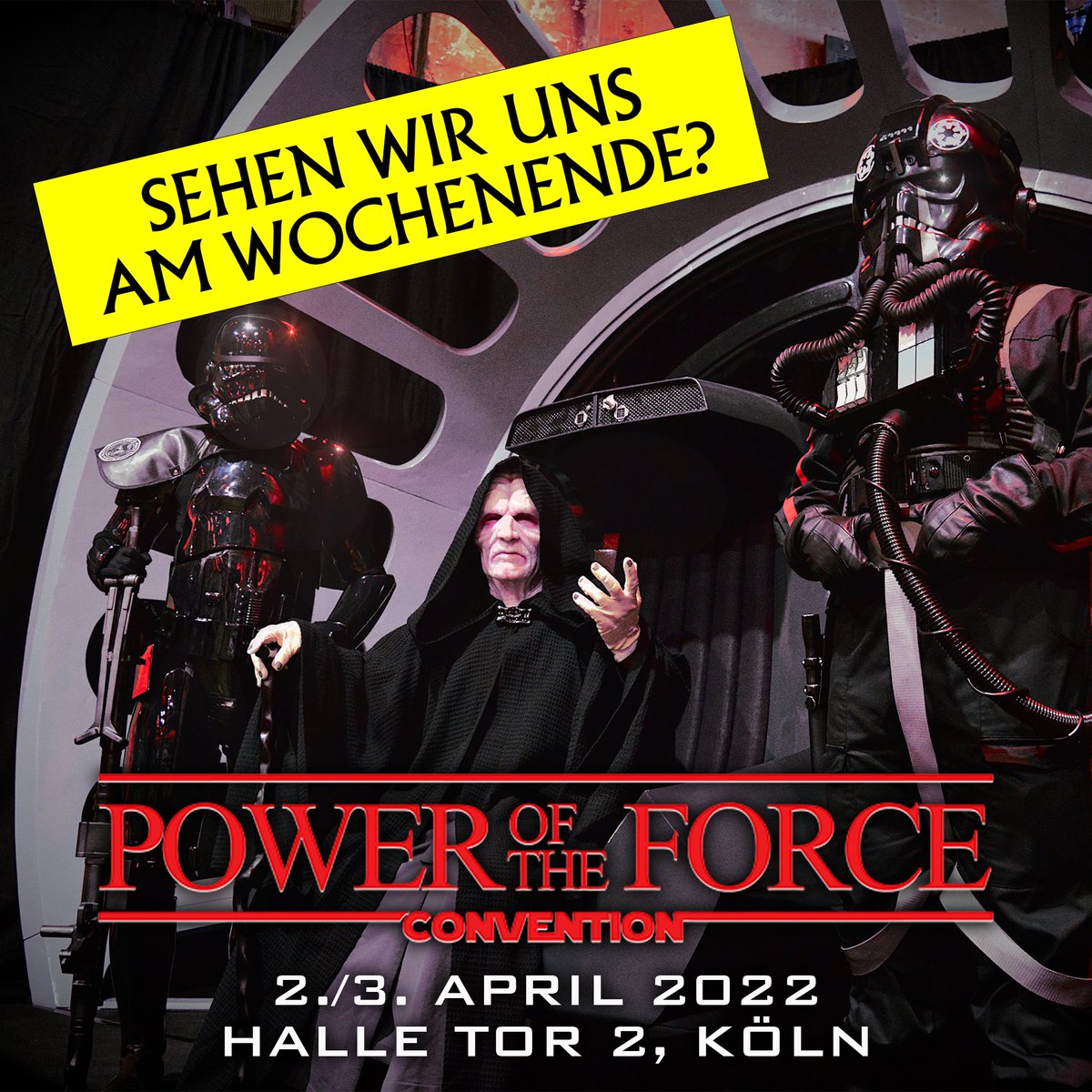 2./3. April: Der Imperator und wir erwarten eure Anwesenheit auf der Power of the Force Convention in Köln! Wir freuen uns darauf, euch zu treffen! 
#StarWars #Fantreffen #Convention #Festival #POTF #PowerOfTheForce #501st #501stLegion #GermanGarrison #501stGermanGarrison