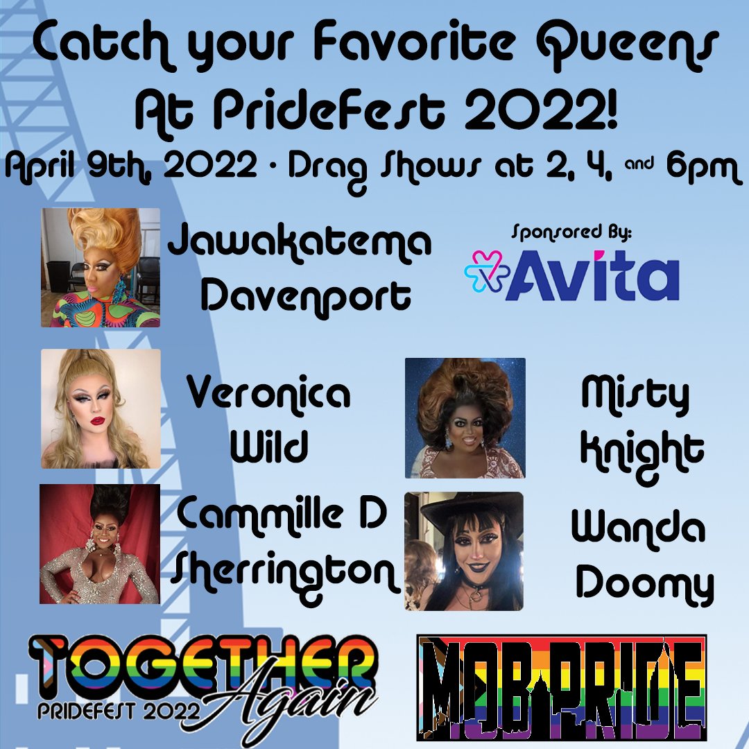 PrideOfMobile's tweet photo. Join us on April 9th for some fabulous drag shows at 2, 4, and 6pm sponsored by @avitapharmacy. https://t.co/guGMnpVKb1