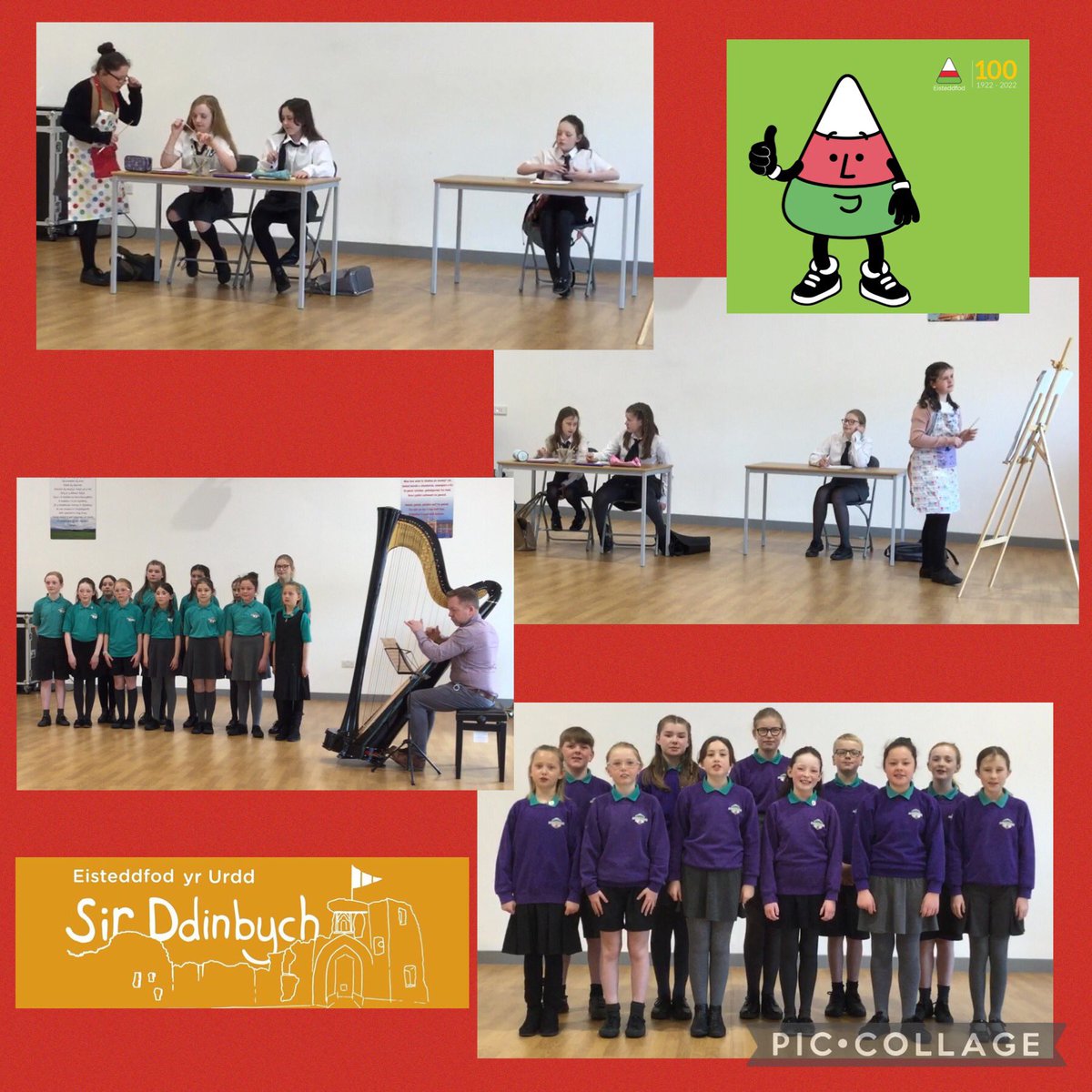 carregemlyn's tweet photo. Plant wedi mwynhau perfformio i’r beirniaid heddiw, Mwy o gystadlu yfory! Everyone enjoyed performing to the adjudicators today. @UrddDinbych @EisteddfodUrdd #ymgom #PartiLlefaru #PartiCerddDant https://t.co/ELmjYA0kj5