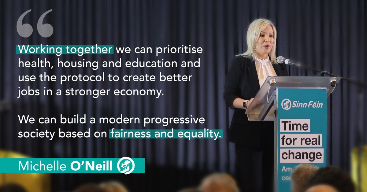sinnfeinireland's tweet photo. Michelle O'Neill speaking at the launch of Sinn Féin's election campaign in Belfast tonight. 

By working together, we can deliver real change. https://t.co/py4f70w5zP