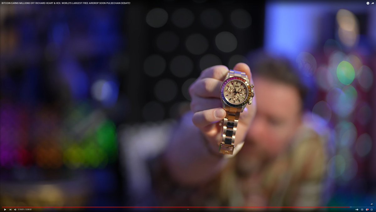 RichardHeartWin's tweet photo. My lens #bokeh is as overkill as my $1,000,000 #Rolex #Daytona Rainbow. Model: 116595RBOW
#Sony #a1, 50mm f/1.2 GM.

Or my $350,000 #GMT master II Model: 126755SARU

Watch the vid! https://t.co/MhR5PqQFjH 2:20:55 I drop one right on the floor.

There's $5,000,000 of watches here. https://t.co/F5yNn7AkvV