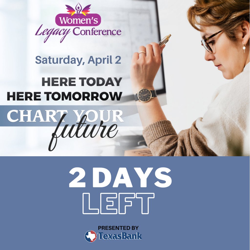 LisaMGraves's tweet photo. There are only two days left to register for the Women’s Legacy Conference 2022! This is your last chance. 

Remember how you felt renewed, reenergized when you attended before? Remember how much fun you had and how much you learned? Remember the relationships you strengthen… https://t.co/8u2NORWJVq