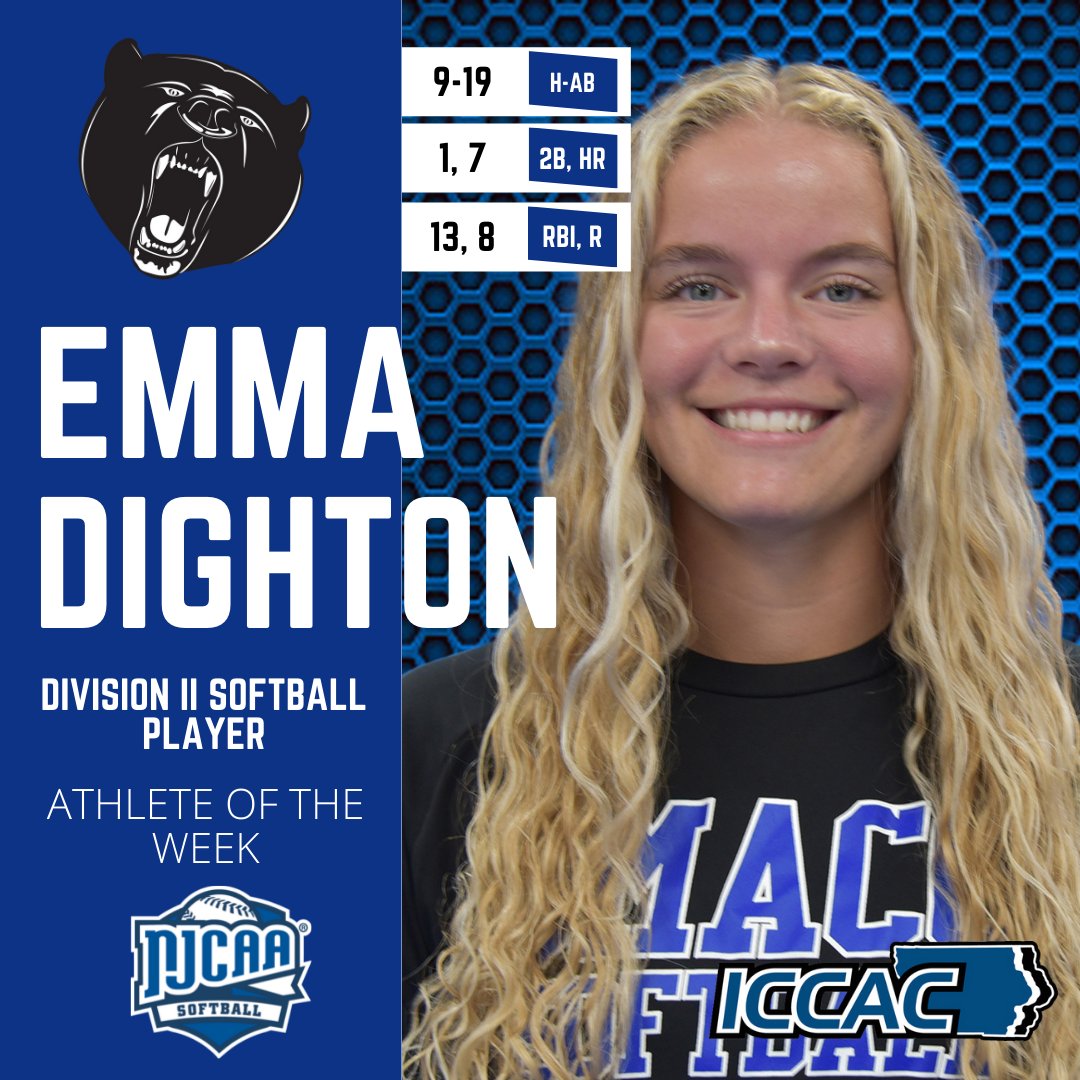 ICCACSports's tweet photo. ICCAC ATHLETE OF THE WEEK
🗓️MARCH 21-27
DII SOFTBALL 🥎

@DMACCsoftball Emma Dighton
@KCC_SB Peggy Klingler
@KCC_SB Payton Akers

🔗https://t.co/vh82DSq8oD
#NJCAASB 🥎 https://t.co/qEWxIPZ2nM