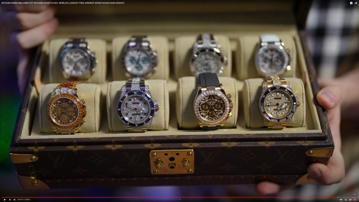 RichardHeartWin's tweet photo. My lens #bokeh is as overkill as my $1,000,000 #Rolex #Daytona Rainbow. Model: 116595RBOW
#Sony #a1, 50mm f/1.2 GM.

Or my $350,000 #GMT master II Model: 126755SARU

Watch the vid! https://t.co/MhR5PqQFjH 2:20:55 I drop one right on the floor.

There's $5,000,000 of watches here. https://t.co/F5yNn7AkvV