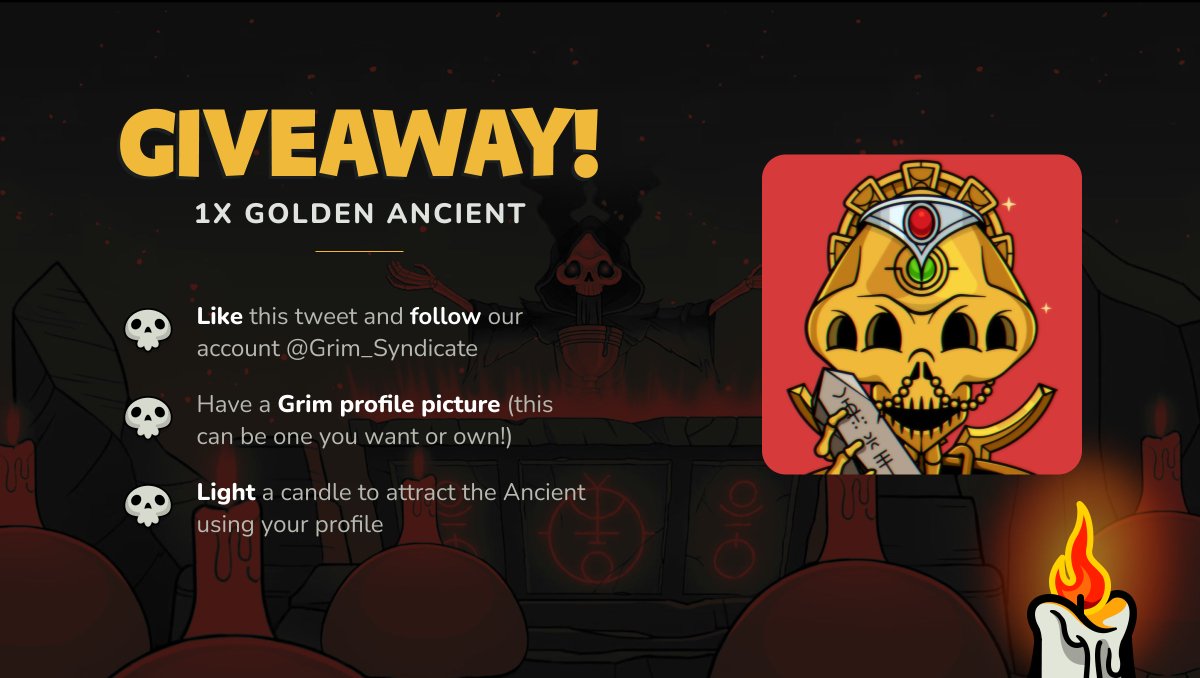 Grim__Syndicate's tweet image. 🕯 What is with the candles?🕯

The ETA Management played a joke! We know what they're for! 

💀 Retweet this
💀 Get yourself a grim pfp
💀 Follow us 

Enter to win a Golden Ancient!

🕯 🕯 🕯 🕯

Stake Grims: eta.grimsyndicate.com
Join Discord: discord.gg/grimsyndicate