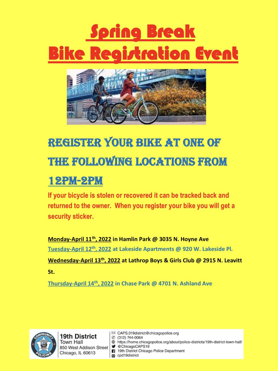 Chicago Police on Twitter "Friendly reminder for the ChicagoCAPS19