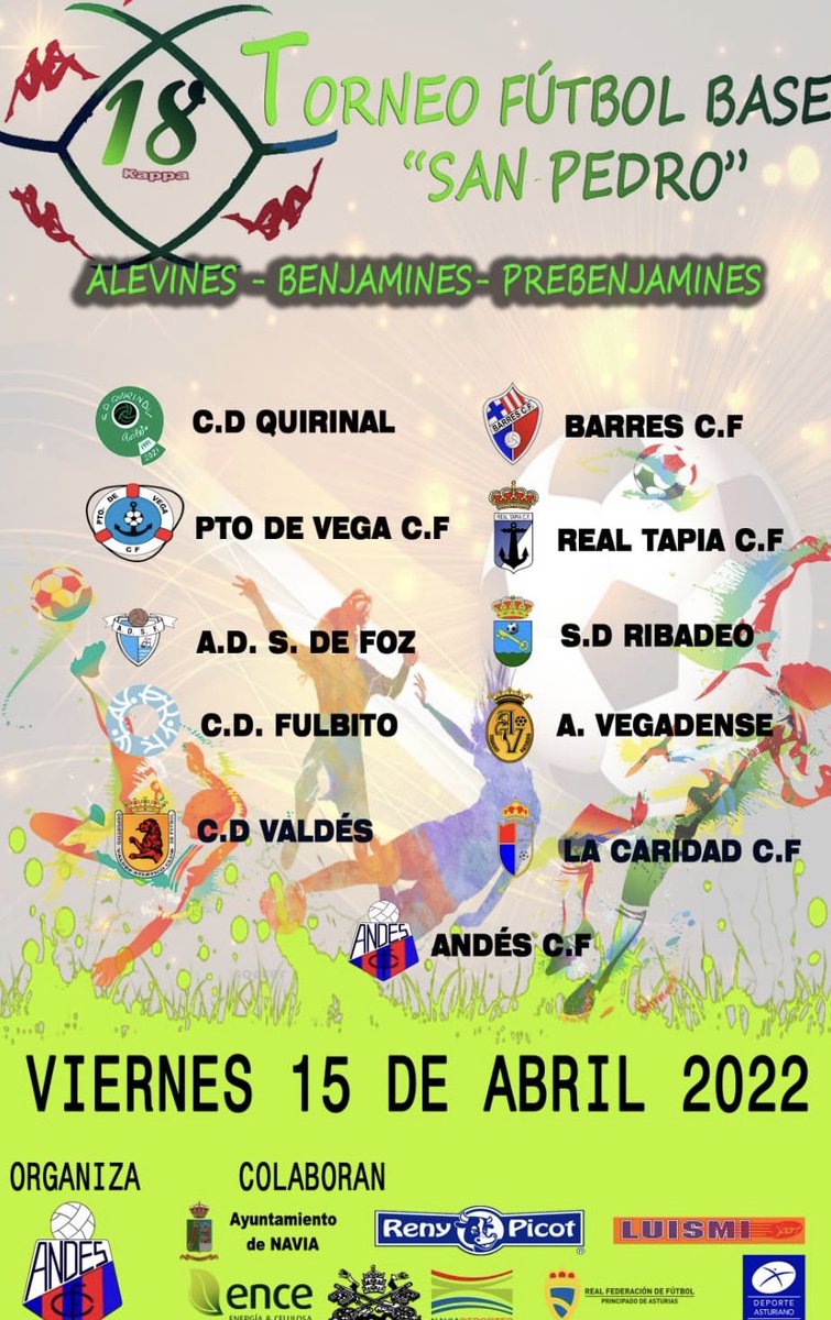 Estos son los clubs que tendrán representación en la XVIII Edición del ‘Torneo Fútbol Base San Pedro - El Mundialito’.