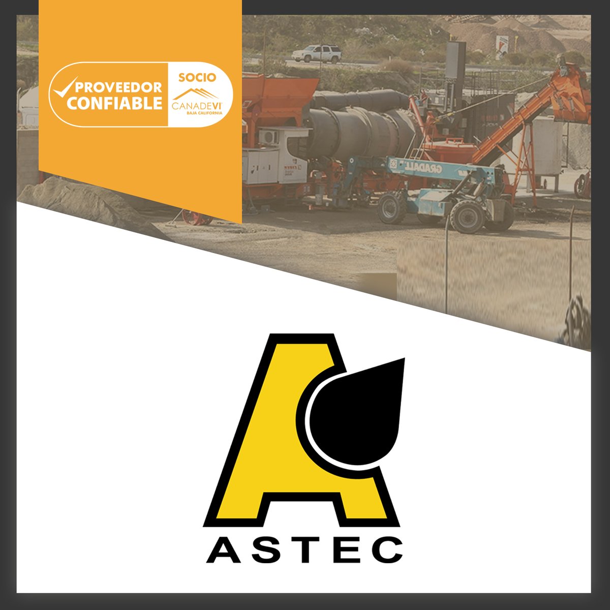 CanadeviBCN's tweet photo. Confía en la experiencia y servicio de calidad en materia de agregados pétreos y carpeta asfáltica que distingue a nuestros amigos de Astec, #ProveedorConfiable que forma parte de #CanadeviBC 👷♀️👷♂️🛣
#SoyCanadevi https://t.co/SkuS3tHB6K