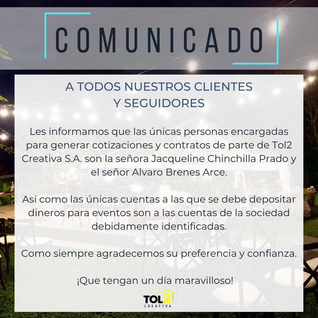 Comunicado importante para nuestros clientes y seguidores.