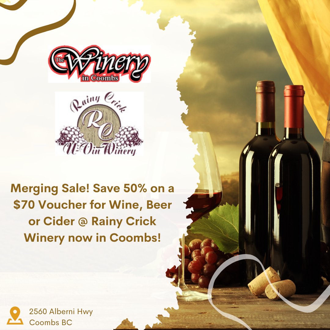 Merging Sale! Save 50% on a $70 Voucher for #Wine, #Beer or #Cider @ Rainy Crick Winery now in #Coombs!
idd.sale/rainy-crick-co…