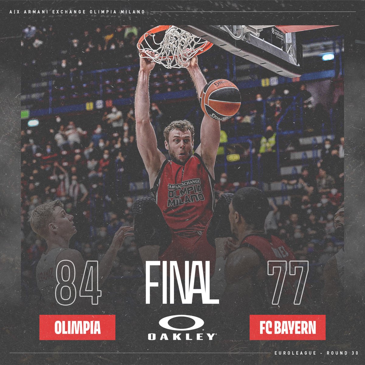 OlimpiaMI1936's tweet photo. Nella notte dei nuovi record di Hines, l'Olimpia batte il Bayern 84-77 e conquista almeno il quarto posto โช๐ดโก https://t.co/86jJWGreZO
๐ Shields 22, Hall e Melli 11, Rodriguez 9, Hines 8, Daniels, Datome e Tarczewski 6, Delaney 3, Ricci 2
#insieme #EuroLeague #AXMBAY https://t.co/K6u0lJaVyC