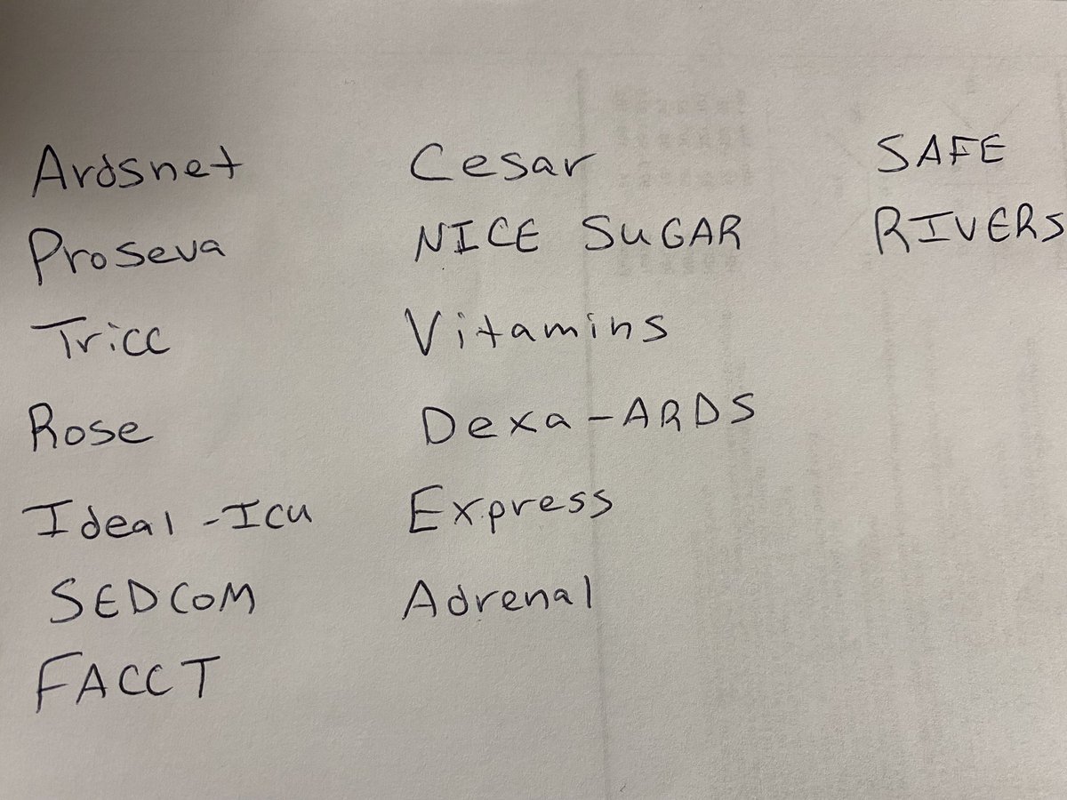 BRYANTLA_DO's tweet photo. I was tasked to give med students 15 “landmark” trials in Critical Care that we would go over each day before rounds to figure out why we do the things we do. What would you add or subtract from the list? #medtwitter #CriticalCare @chungk1031 https://t.co/jrLKnHCkeO