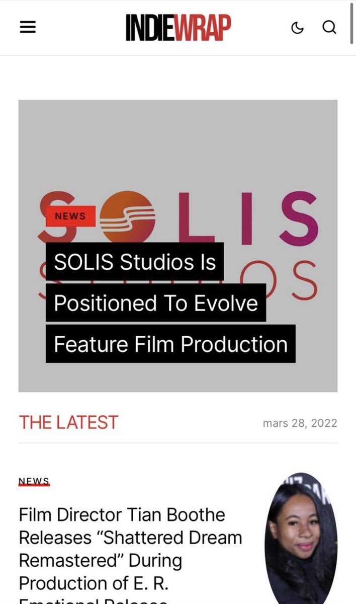 solis_io's tweet photo. 🙏🏻 Huge thanks to the #Indie Wrap team for the homepage spotlight on #SOLISStudios and our upcoming #film slate.

This is just the prologue to our story… 

#evolution #FutureofEntertainment #NFTs $SOLIS

https://t.co/nguKxNm7HT https://t.co/Rd16IJqW6v