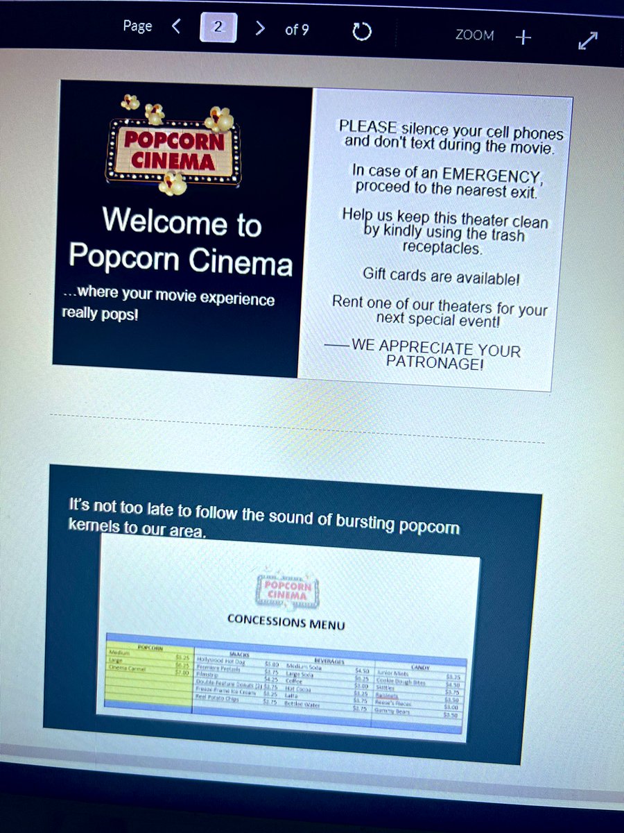 Mrs_B_teaches's tweet photo. So I really want some popcorn after grading S’s movie promotions! Mastering tech with PBL’s. #excellence @KrumHighSchool #popcorncinema #bepublishing https://t.co/F1hqUTLKiy