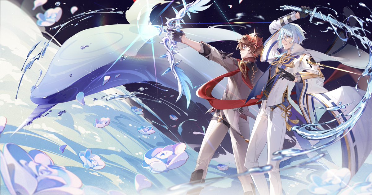 heya frens

my ayato cover is gonna be delayed, not feeling too well ): 

in the meantime, here's a pretty art of Ayato and Childe by Romi_crus on pixiv!!!

#genshin