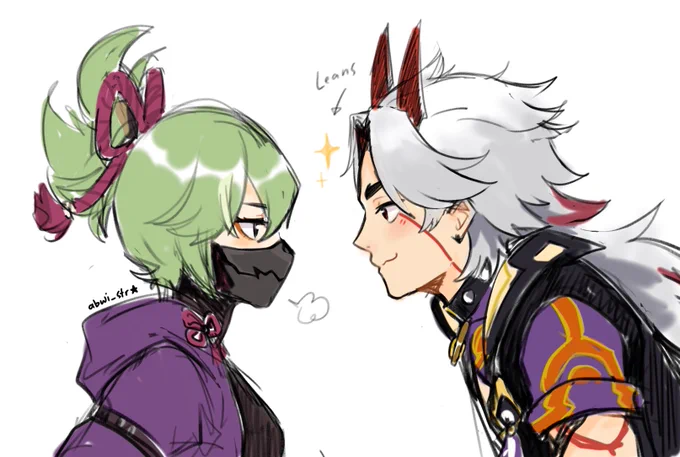 "Miss me?"
"A bit."

#Itto #KukiShinobu #GenshinImpact 