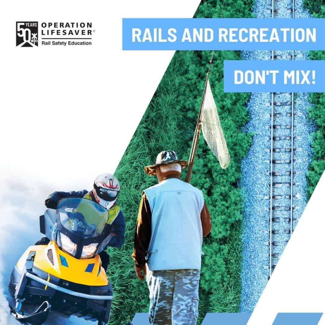 txoplifesaver's tweet photo. As the weather warms up, remember: rails and recreation don’t mix! Learn how to be safe near train tracks while participating in outdoor activities: https://t.co/KpkIRV2Xi1 
#RailSafety
#STOPTrackTragedies
#SeeTracksThinkTrain https://t.co/BjQtTwiMdP