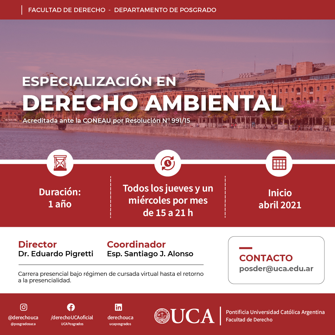 CEADSArg's tweet photo. #ApoyoCEADS Nueva Edición de la Carrera de Especialización en Derecho Ambiental de la UCA.

👉 Informes e inscripción en: posder@uca.edu.ar https://t.co/8YPgn3vp5r