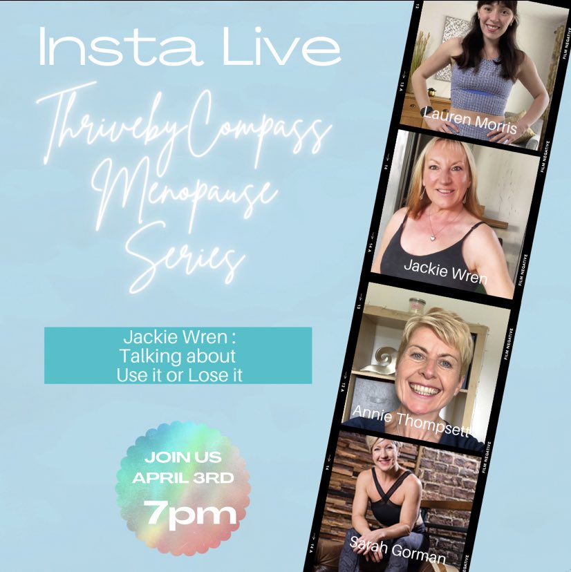 ⭐️EXCITING ANNOUNCEMENT⭐️

We will be going LIVE on my instagram laurens_fitlife16 this Sunday to talk about our ThrivebyCompass 6 week Menopause programme launching April 25th. Jackie has 10 successful DVD’s with Davina McCall and is a rehabilitation specialist!