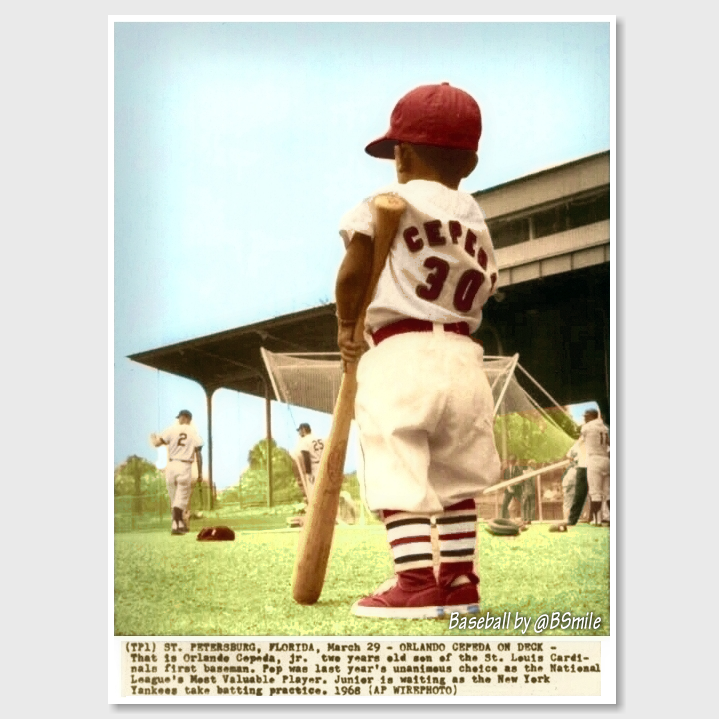 Baseball by BSmile on X: Today In 1968: Orlando Cepeda Jr. waits on deck  at St. Louis Cardinals spring training. Love that little uniform! #MLB  #STLCards #Baseball  / X