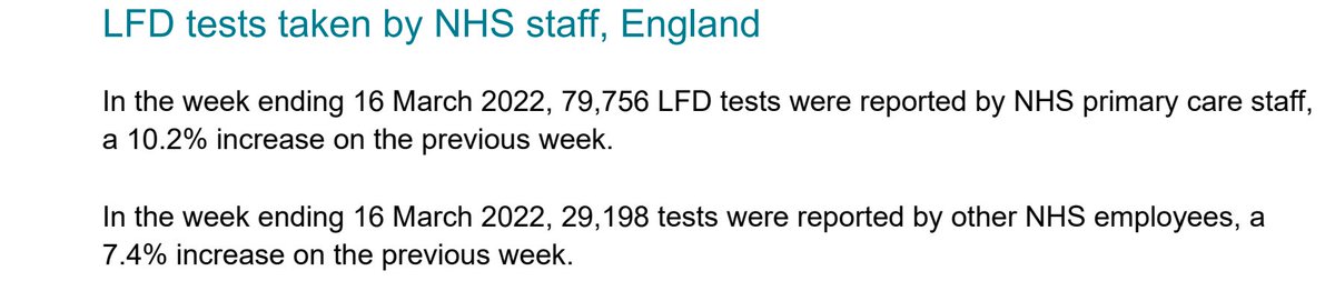 C19WeeklyStats's tweet photo. And finally, here are the latest stats regarding LFTs taken by NHS staff. https://t.co/Jd2QFi7Rq0
