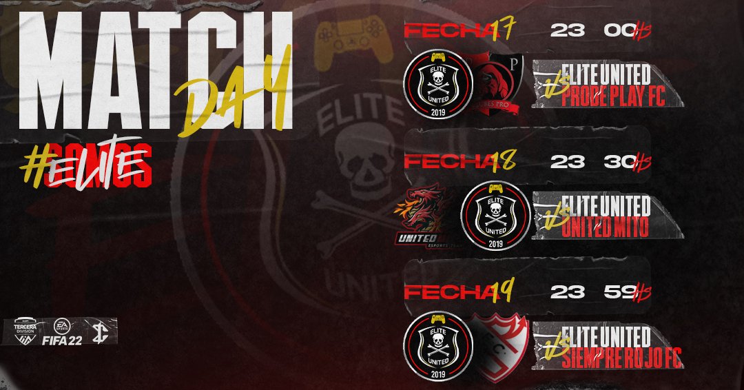 #MatchDay | <a href="/IESAFIFAar/">IESA Argentina</a> 🎮

Ultima triple fecha donde se define el campeón de la liga, por ese 9/9 y a esperar por ese bicampeonato.

¡ Vamos los pibes ! 🔴⚫

#SomosELITE 🇦🇴☠️