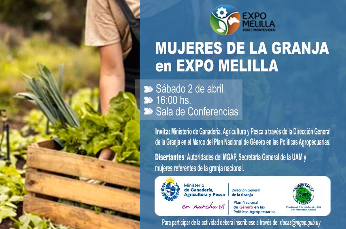 CONFERENCIA 𝐌𝐔𝐉𝐄𝐑𝐄𝐒 𝐃𝐄 𝐋𝐀 𝐆𝐑𝐀𝐍𝐉𝐀 𝐄𝐍 𝐄𝐗𝐏𝐎 𝐌𝐄𝐋𝐈𝐋𝐋𝐀 Sábado 2 de abril - 16 hs. SALA DE CONFERENCIAS #ExpoMelilla