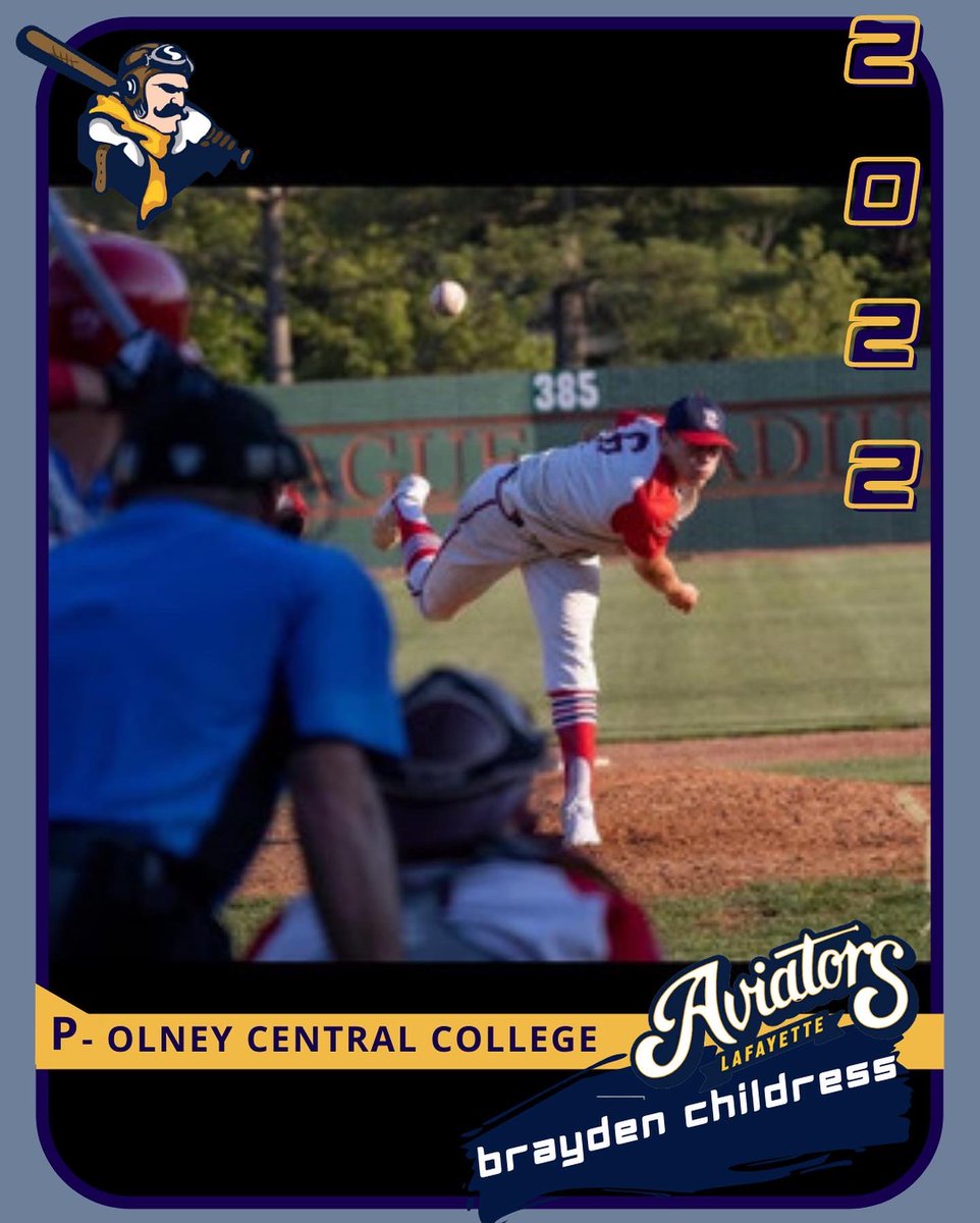 Lafayette_BSB's tweet photo. #MondayRosterMoves
We had a little hiccup posting our player announcement yesterday, so pretend that it’s Monday. Please help us in welcoming RHP, Brayden Childress, from Olney Central College to the Aviators this summer! #takeflight #unfinishedbusiness #flyboys ✈️ https://t.co/BzPYdoLdRF