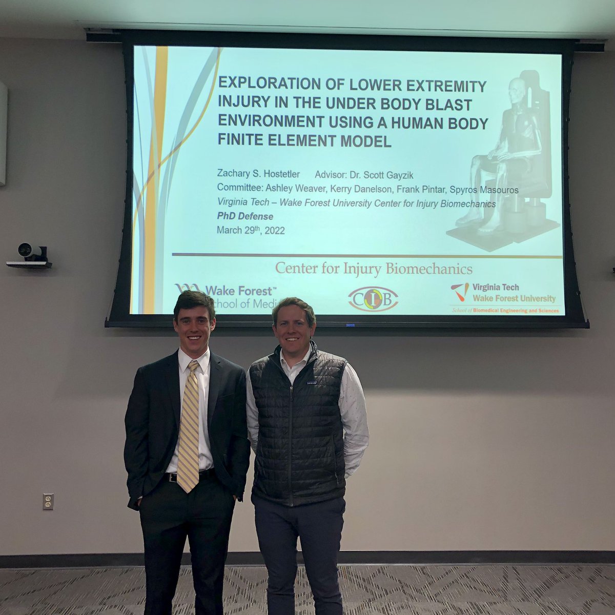 Zach Hostetler is #PhDone! Zach conducted human body modeling research under the advisorship of <a href="/ScottGayzik/">Francis Scott Gayzik</a>. Zach will be embarking next on a career with <a href="/ElemanceLLC/">Elemance</a>. Congrats Zach! 🎉